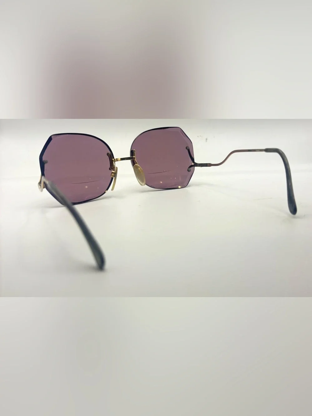 Vintage Luxottica Gold Oval Rimless Sunglasses Frames Only
